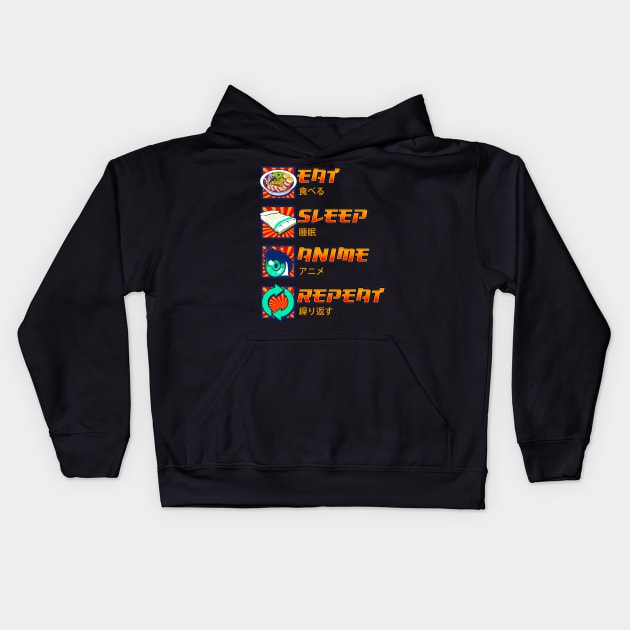 Eat Sleep Anime Repeat Cute Anime Obsessed Kids Hoodie by theperfectpresents